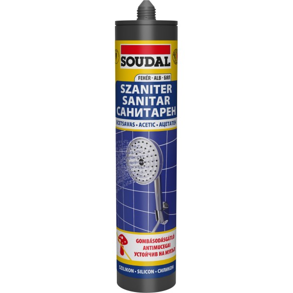 Санитарен силикон бял 280мл SOUDAL ➤ топ цена ➤ dshome.bg