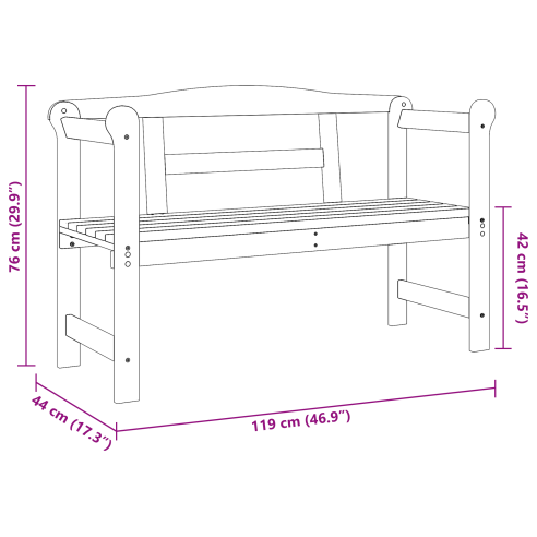 Външна пейка Акациева 119x76x44 см Масивна дървесина