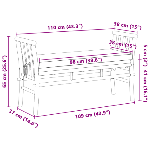 Градинска пейка с възглавница 110 см от бамбук