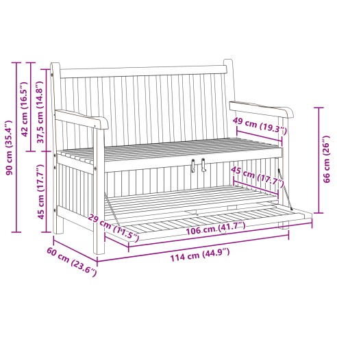 Градинска Пейка за Съхранение Кафяво 228 x 60 x 90 см