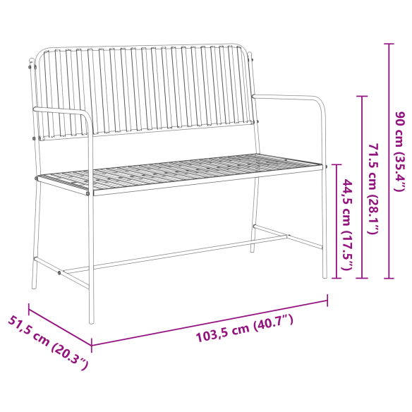 Пейка Бяла Метал 103.5 x 51.5 x 90 см Издръжлива Външна пейка