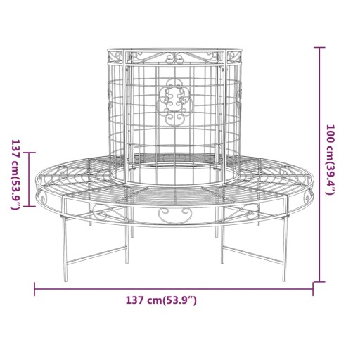 Пейка за около дърво, Ø137 см, черна, стомана