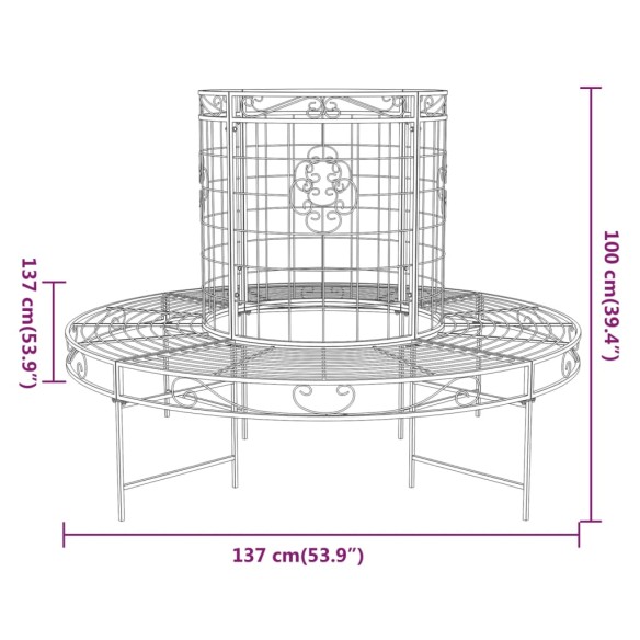 Пейка за около дърво, Ø137 см, черна, стомана