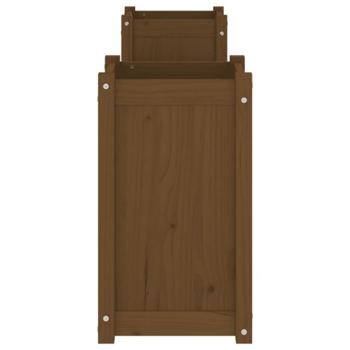 Пейка със саксии меденокафява 180x36x63 см борово дърво масив