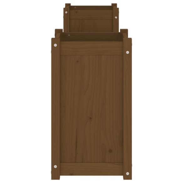 Пейка със саксии меденокафява 180x36x63 см борово дърво масив