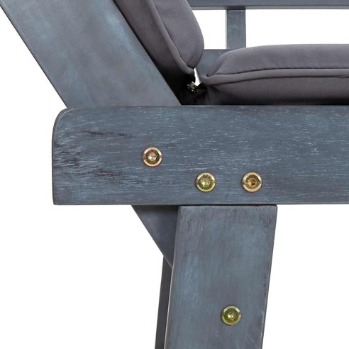 Градинска пейка с възглавници 2-в-1, 190 см, сива, акация масив