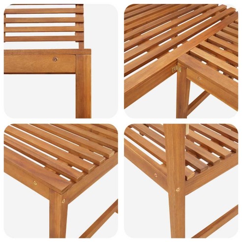 Градинска ъглова пейка, 140 cм, акация масив