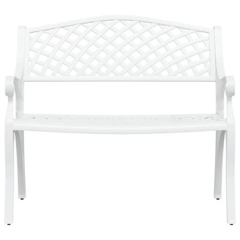 Градинска пейка, 102 см, лят алуминий, бяла