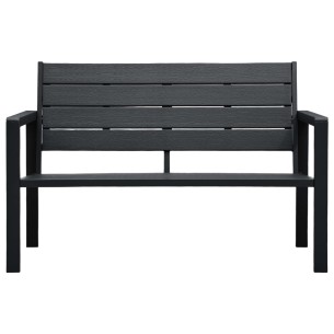 Градинска пейка, 120 cм, HDPE, черна, имитация на дърво 2
