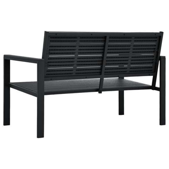 Градинска пейка, 120 cм, HDPE, черна, имитация на дърво