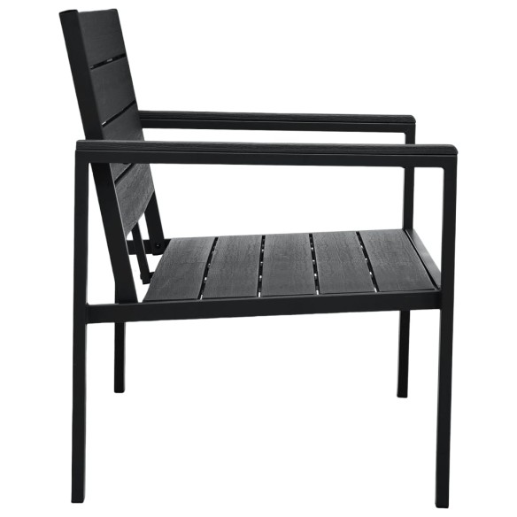 Градинска пейка, 120 cм, HDPE, черна, имитация на дърво