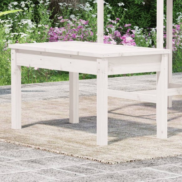 Градинска пейка, бяла, 80x44x45 см, борово дърво масив