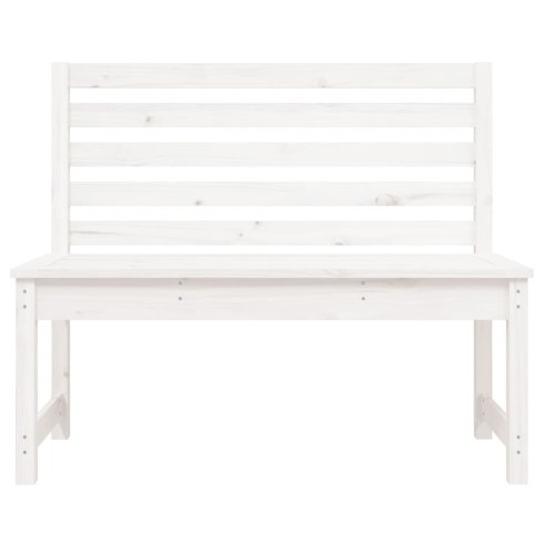 Градинска пейка, бяла, 109 см, борово дърво масив