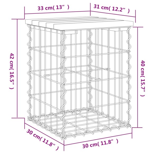 Градинска пейка габионен дизайн 33x31x42 см импрегниран бор