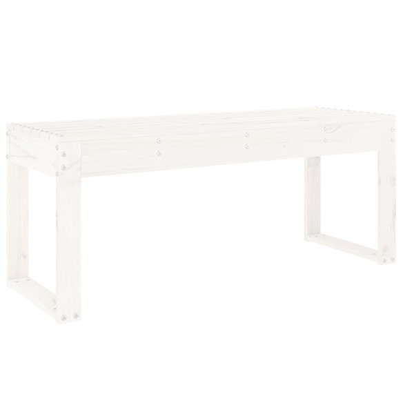 Градинска пейка, бяла, 110x38x45 см, борово дърво масив