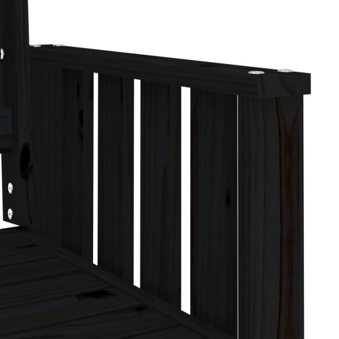 Градинска пейка с маса, 2-местна, черна, бор масив