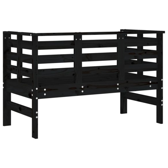 Градинска пейка, черна, 111,5x53x71 см, борово дърво масив