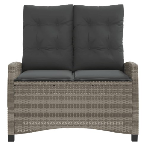 Накланяща се градинска пейка с възглавници сив полиратан