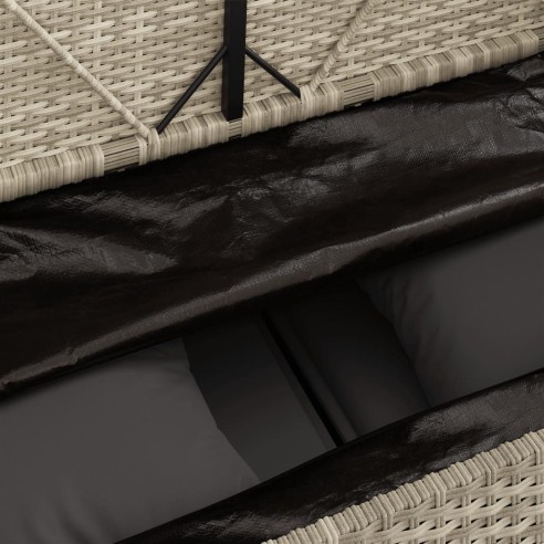 Градинска пейка с възглавници, светлосив, полиратан