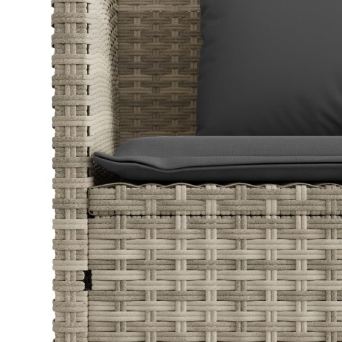 Градинска пейка с възглавници, светлосив, полиратан