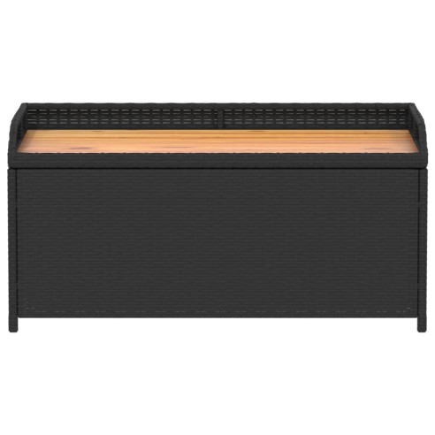 Пейка за съхранение черна 100x50x52 см полиратан и акация