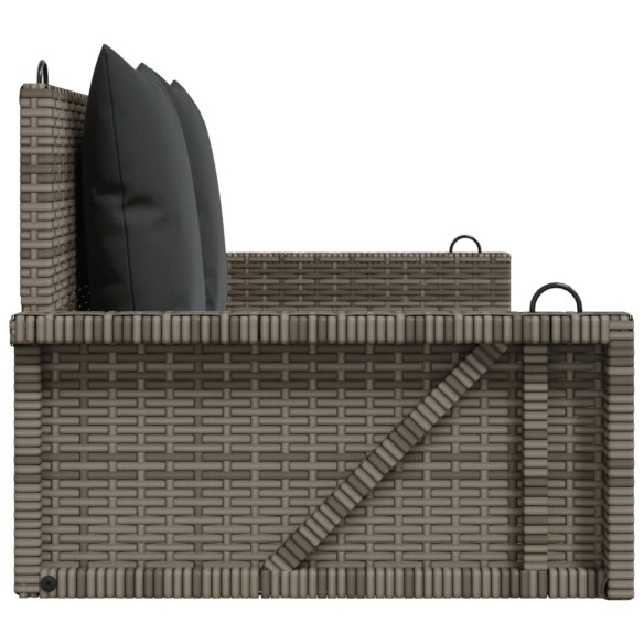 Пейка-люлка с възглавници, сива, 119x56x48 см, полиратан