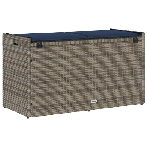 Външна пейка за съхранение с възглавница Grey 100 cm Поли ратан