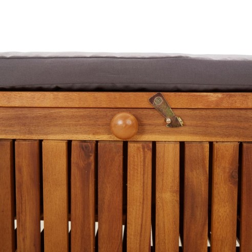 Градинска пейка за съхранение с възглавница 91 см акация масив