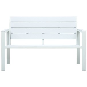 Градинска пейка, 120 cм, HDPE, бяла, имитация на дърво 2