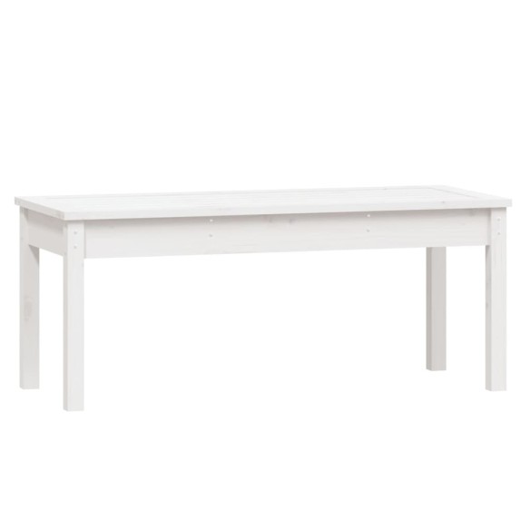 Градинска пейка, бяла, 109x44x45 см, борово дърво масив