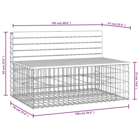 Градинска пейка с габионен дизайн 103x70x65 см импрегниран бор