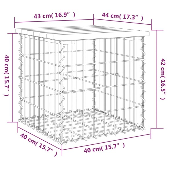 Градинска пейка дизайн габион 43x44x42 см дугласко дърво масив