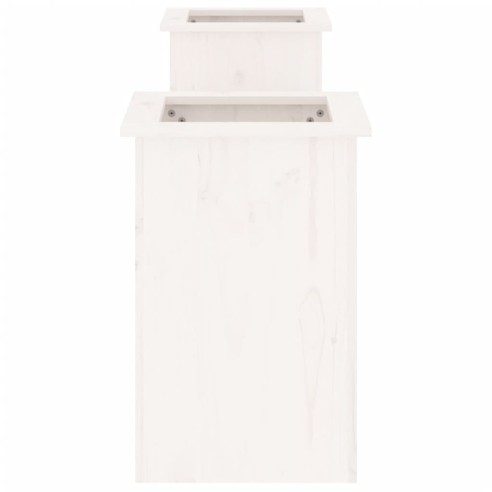 Пейка с кашпи, бяла, 184,5x39,5x56,5 см, борово дърво масив