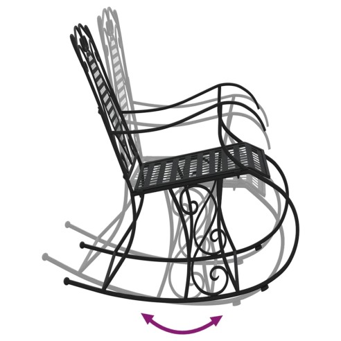 Люлееща се пейка, 84 см, черна, стомана