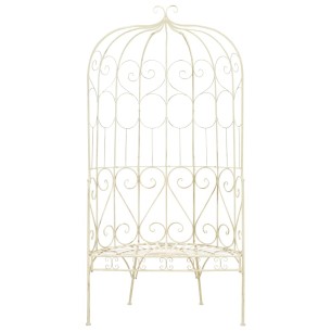 Градинска пейка, 95 см, желязо, антично бяло 2