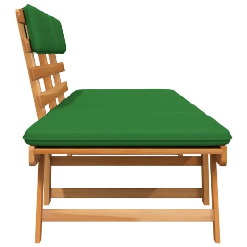 Градинска пейка с възглавници 2-в-1, 190 см, акация масив