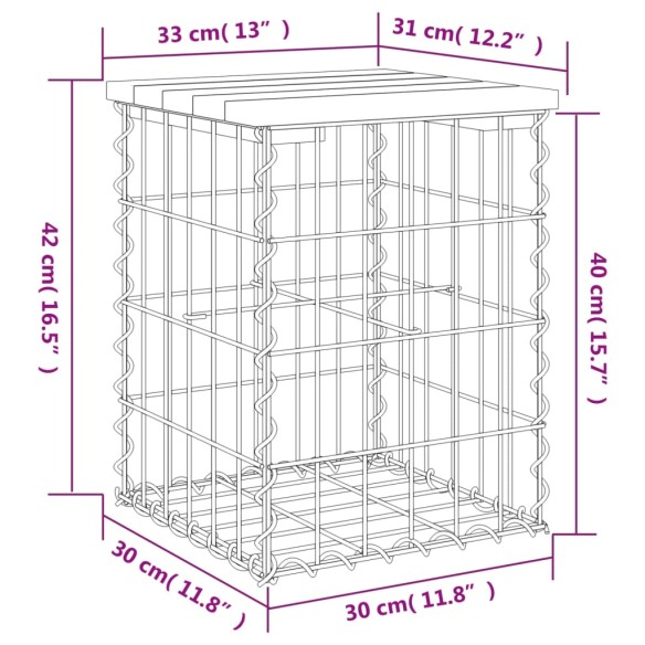 Градинска пейка дизайн габион 33x31x42 см дугласко дърво масив