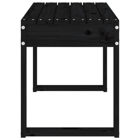 Градинска пейка, черна, 80x38x45 см, борово дърво масив