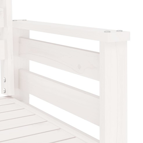 Градинска пейка с маса, 2-местна, бяла, бор масив