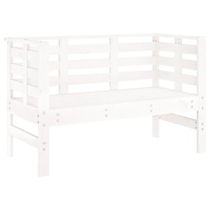 Градинска пейка, бяла, 111,5x53x71 см, борово дърво масив 2