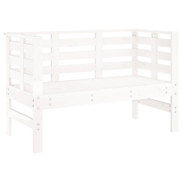 Градинска пейка, бяла, 111,5x53x71 см, борово дърво масив