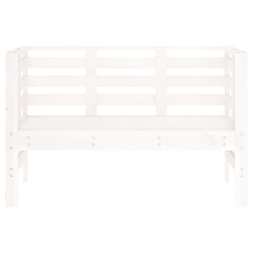 Градинска пейка, бяла, 111,5x53x71 см, борово дърво масив