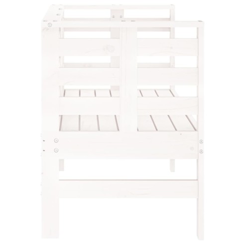 Градинска пейка, бяла, 111,5x53x71 см, борово дърво масив