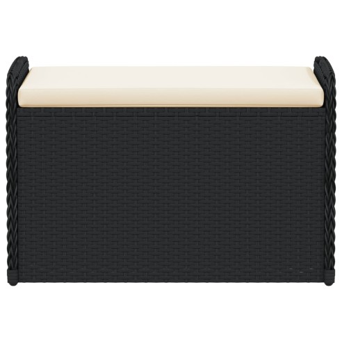 Пейка за съхранение с възглавница черна 80x51x52 см полиратан