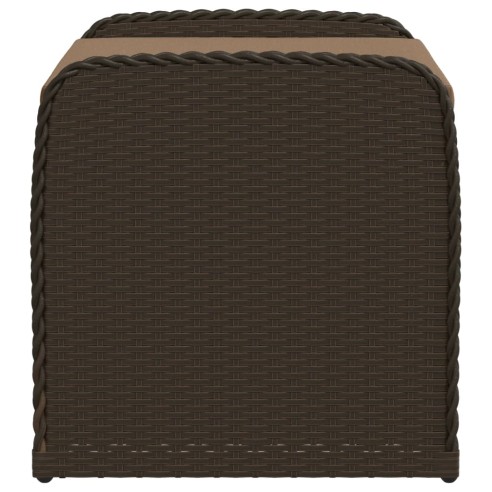 Пейка за съхранение с възглавница кафява 80x51x52 см полиратан