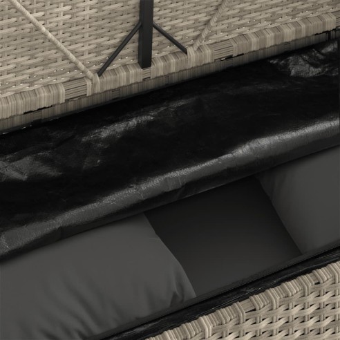 Градинска пейка с възглавници, светлосив, полиратан