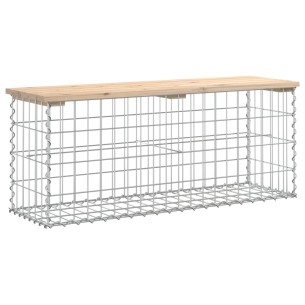 Градинска пейка дизайн габион 103x31,5x42 см борово дърво масив 2