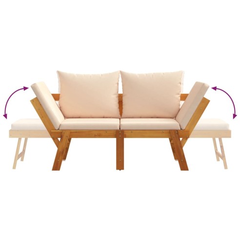 Градинска пейка с възглавници 2-в-1, акация масив