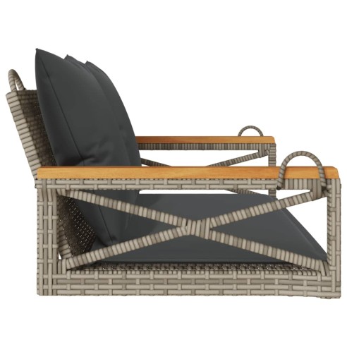 Пейка-люлка с възглавници, сива, 109x62x40 см, полиратан