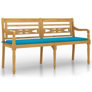 Пейка Батавия с синя възглавница, 150 см, тик масив 2